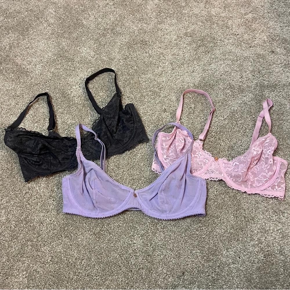 Savage X Fenty Elegant Lace Intimates Set - Gray, Lavender, and Pink
